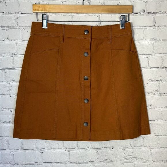 MADEWELL Button Front A-Line Pocket Mini Skirt size 4 - Picture 1 of 7